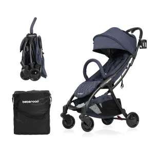 Beberoad Love R2 Small Travel Stroller - Foldable, Lightweight, Baby Stroller for Airplane - Infant to Toddler - Adjustable Backrest, Cup Holder, Waterproof Canopy, Denim Blue