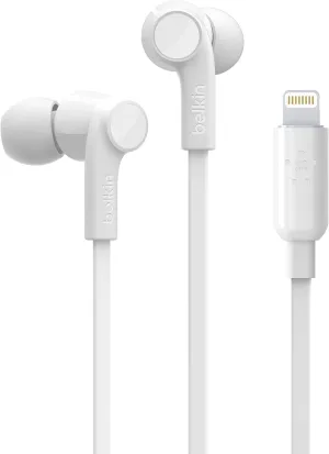 Belkin SoundForm Headphones - Wired In-Ear Earphones With Microphone- iPhone Headphones - Apple Headphones - Apple Wired Earbuds For iPhone, iPads & All Products With Lightning Connector (White)