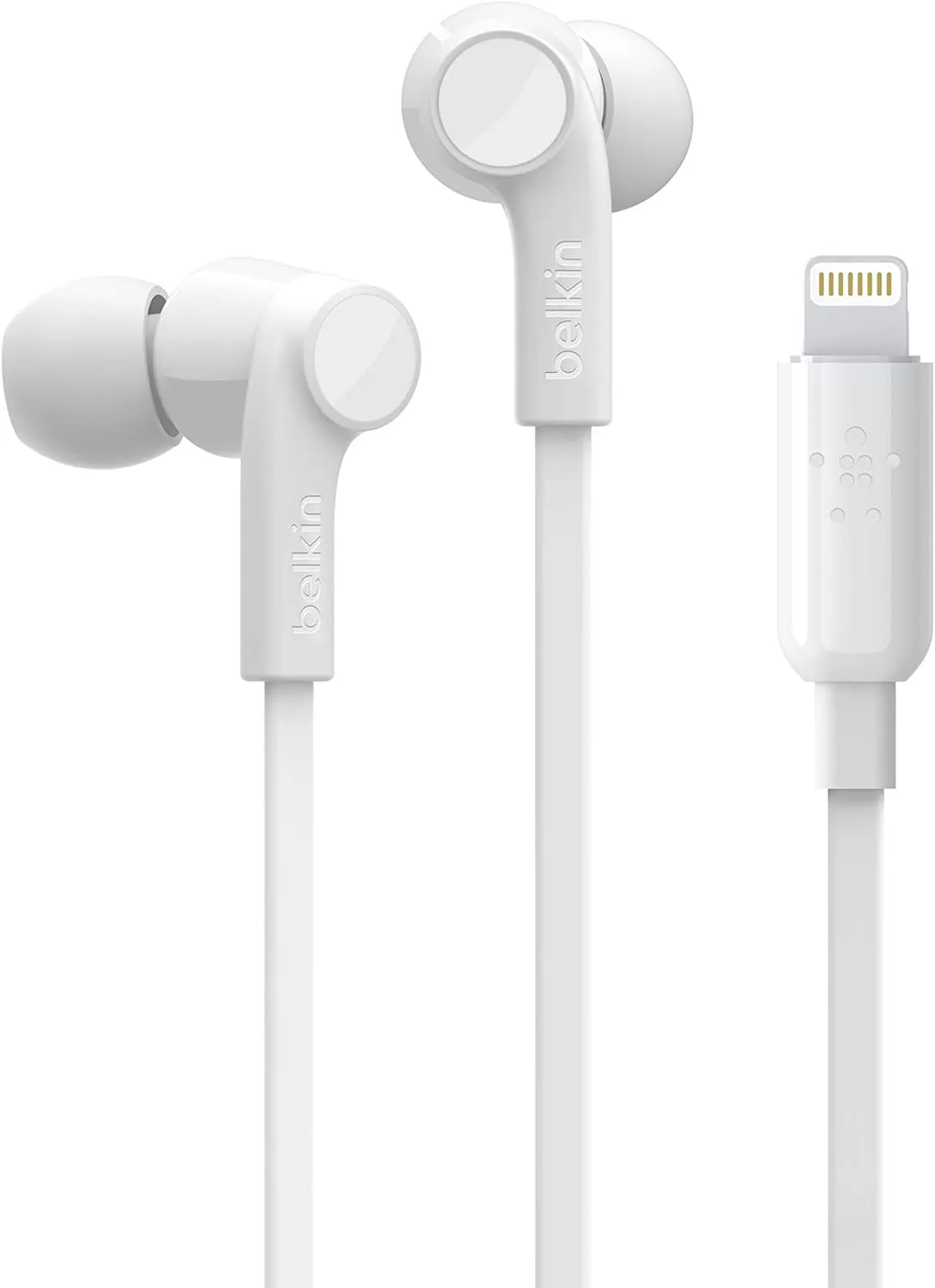 Belkin SoundForm Headphones - Wired In-Ear Earphones With Microphone- iPhone Headphones - Apple Headphones - Apple Wired Earbuds For iPhone, iPads & All Products With Lightning Connector (White)