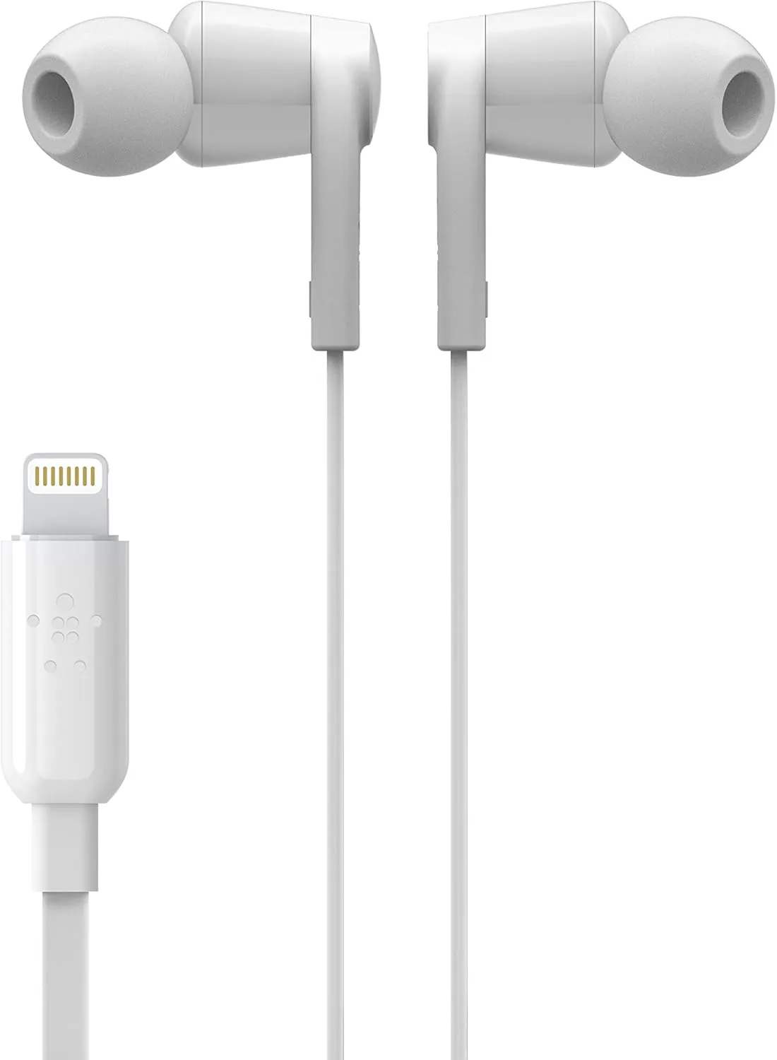 Belkin SoundForm Headphones - Wired In-Ear Earphones With Microphone- iPhone Headphones - Apple Headphones - Apple Wired Earbuds For iPhone, iPads & All Products With Lightning Connector (White)