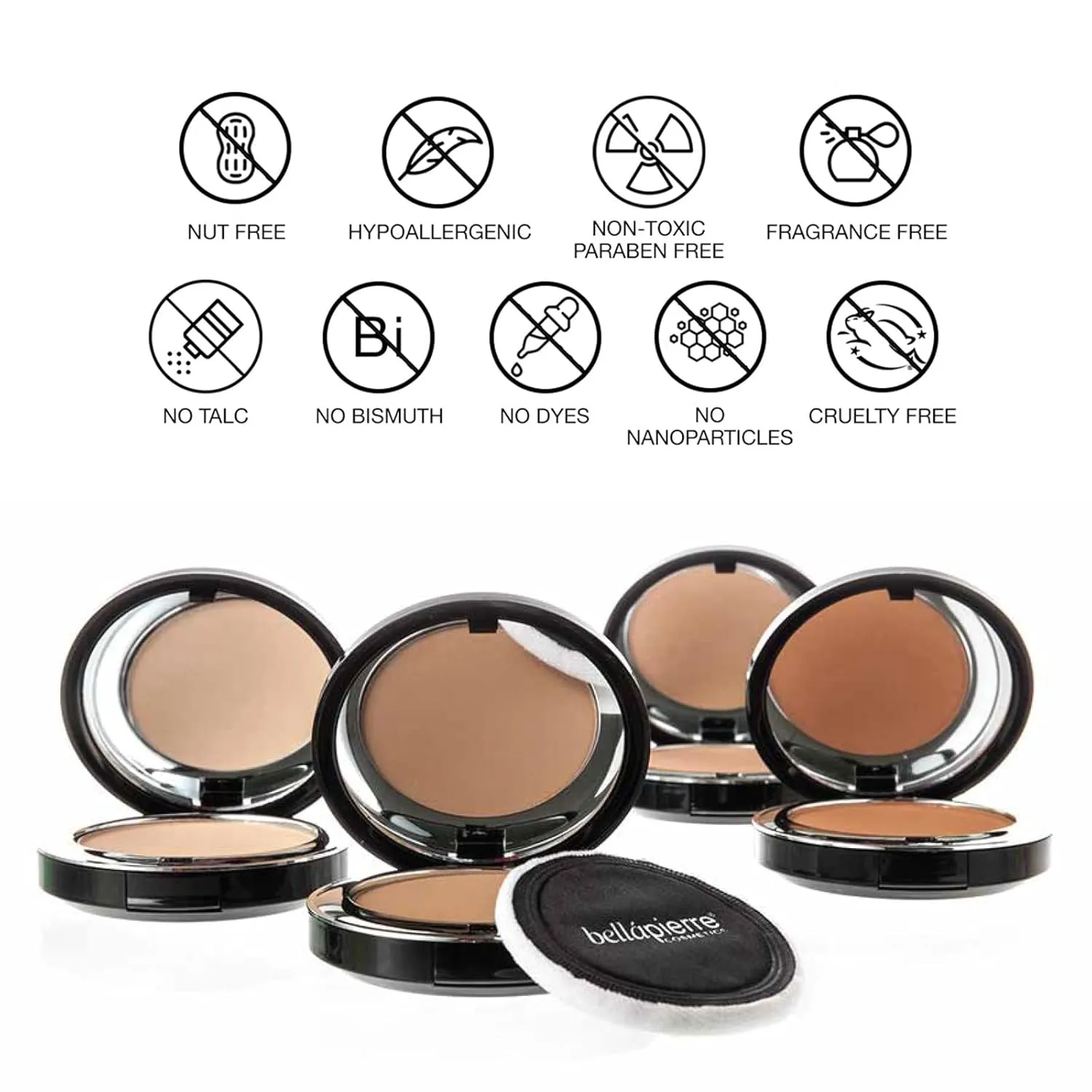 bellapierre Compact Mineral Bronzer | Beautifully Warms for a Sun Kissed Glow | Infused with Nourishing Jojoba | Non-Toxic & Paraben Free Formula - Peony - 0.3 Oz