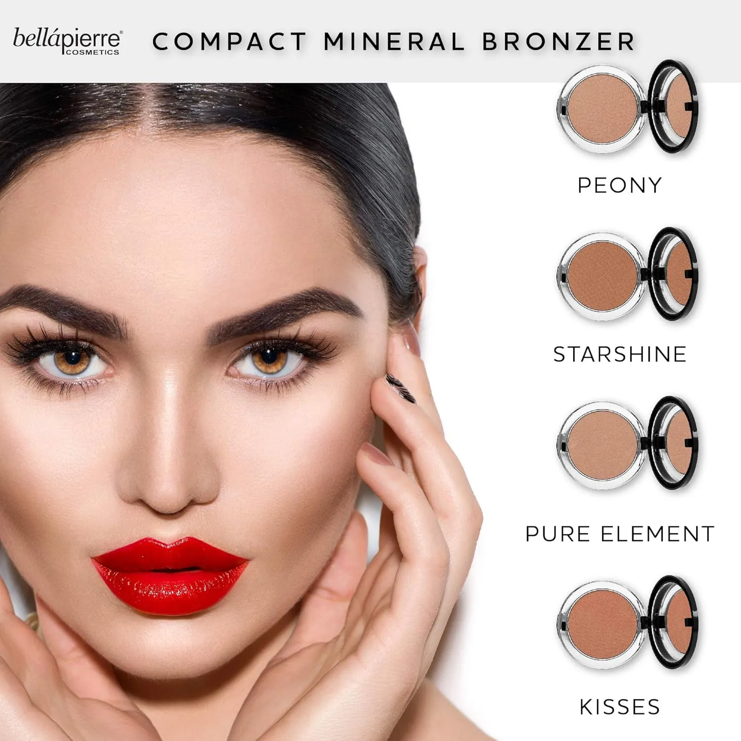 bellapierre Compact Mineral Bronzer | Beautifully Warms for a Sun Kissed Glow | Infused with Nourishing Jojoba | Non-Toxic & Paraben Free Formula - Peony - 0.3 Oz