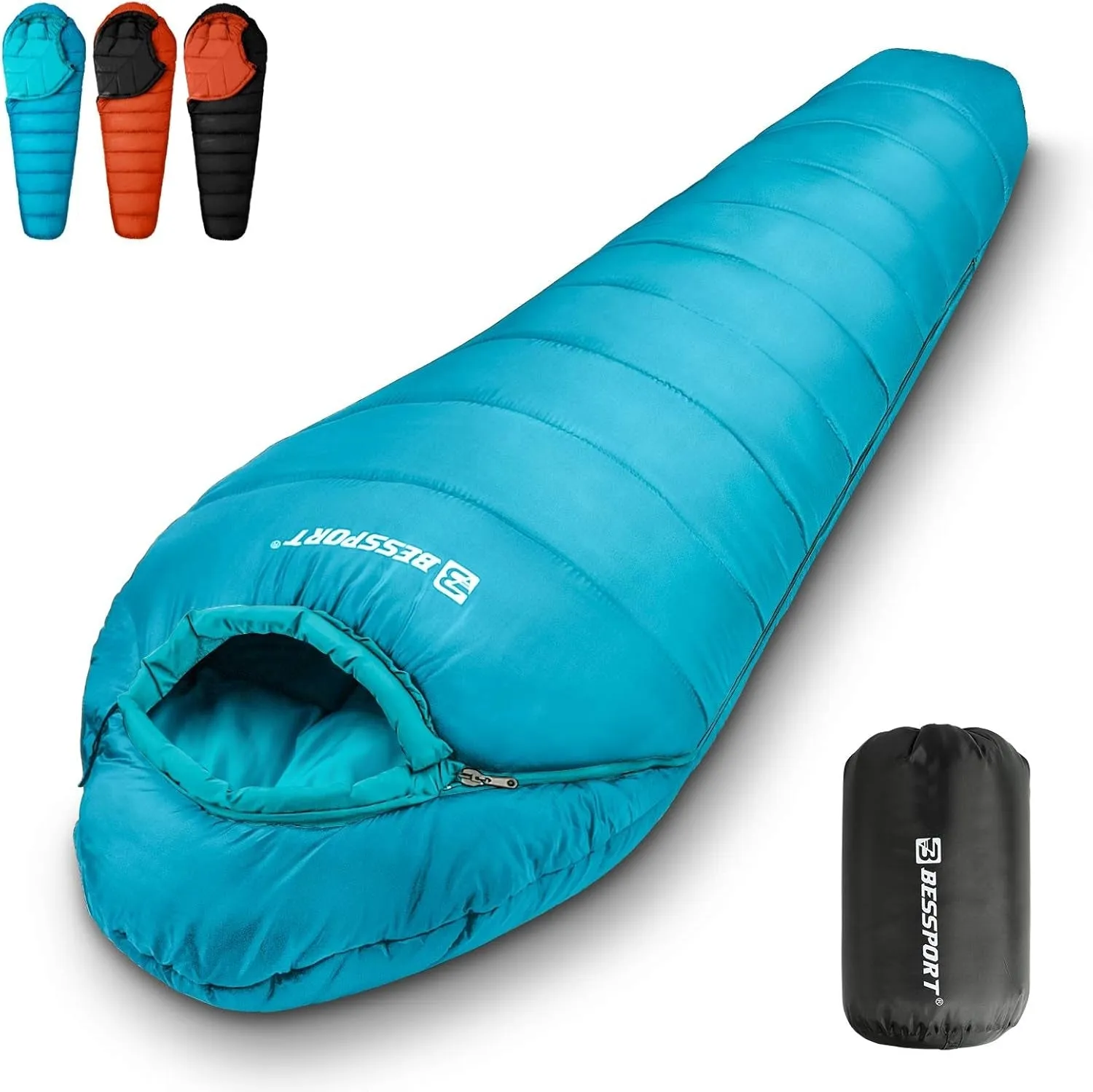 Bessport Ultra-Warm Mummy Sleeping Bag - 15-45℉ for All Seasons, Perfect for Cold Weather Hiking and Outdoor Adventures, Washable and Portable