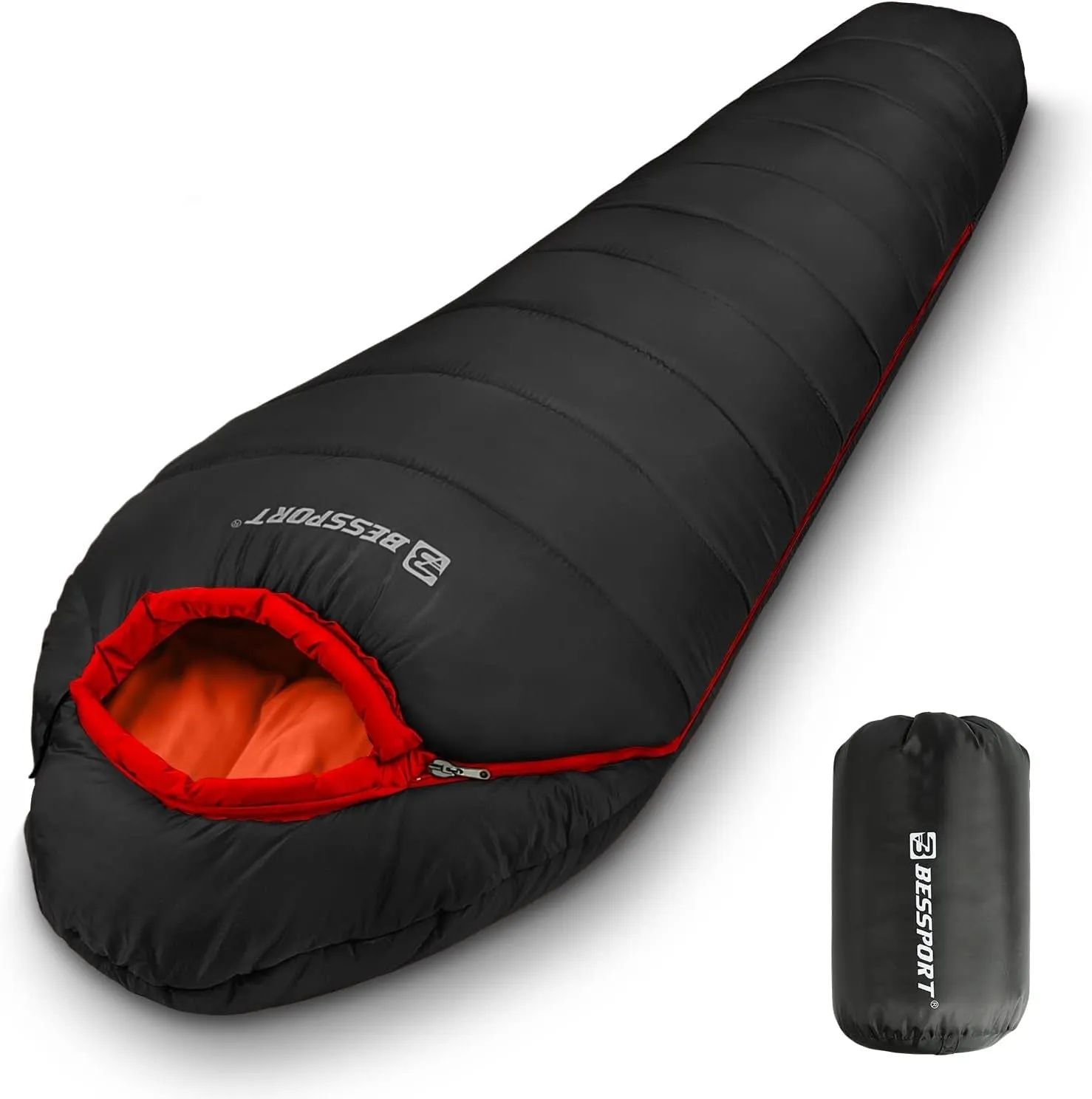Bessport Ultra-Warm Mummy Sleeping Bag - 15-45℉ for All Seasons, Perfect for Cold Weather Hiking and Outdoor Adventures, Washable and Portable