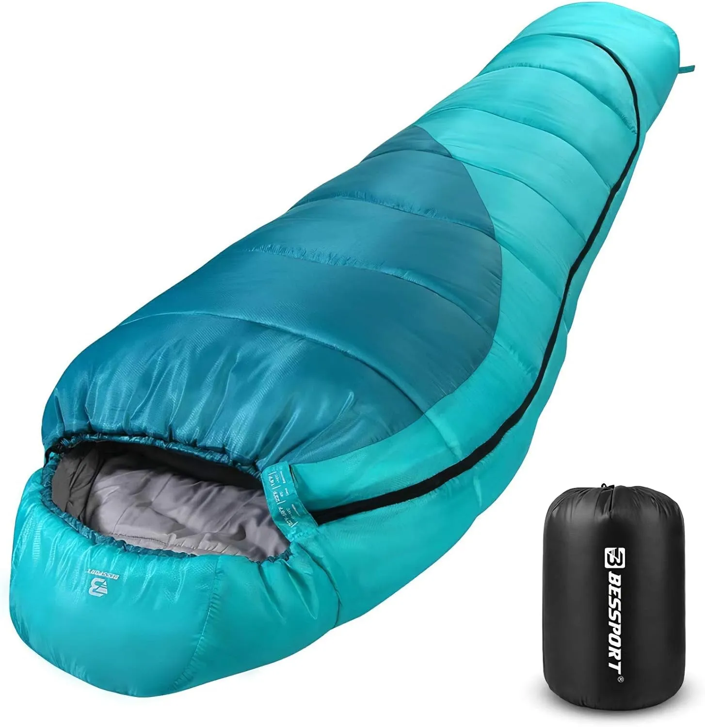 Bessport Ultra-Warm Mummy Sleeping Bag - 15-45℉ for All Seasons, Perfect for Cold Weather Hiking and Outdoor Adventures, Washable and Portable