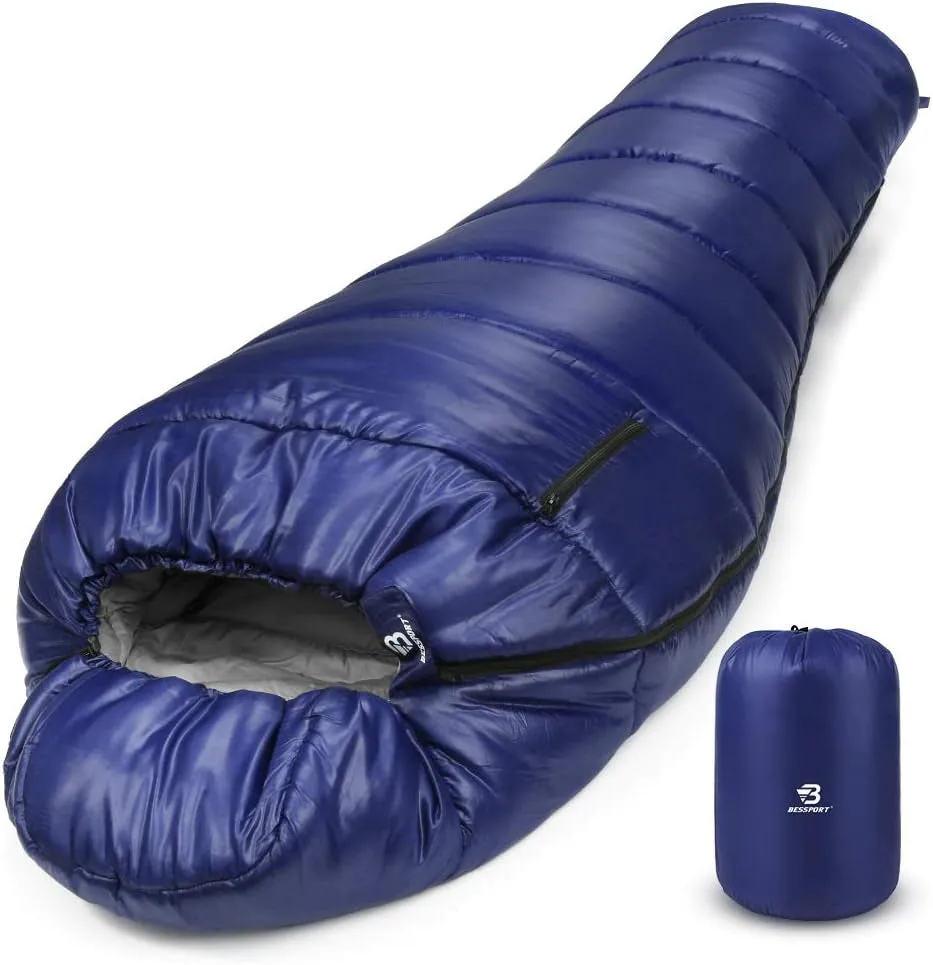 Bessport Ultra-Warm Mummy Sleeping Bag - 15-45℉ for All Seasons, Perfect for Cold Weather Hiking and Outdoor Adventures, Washable and Portable