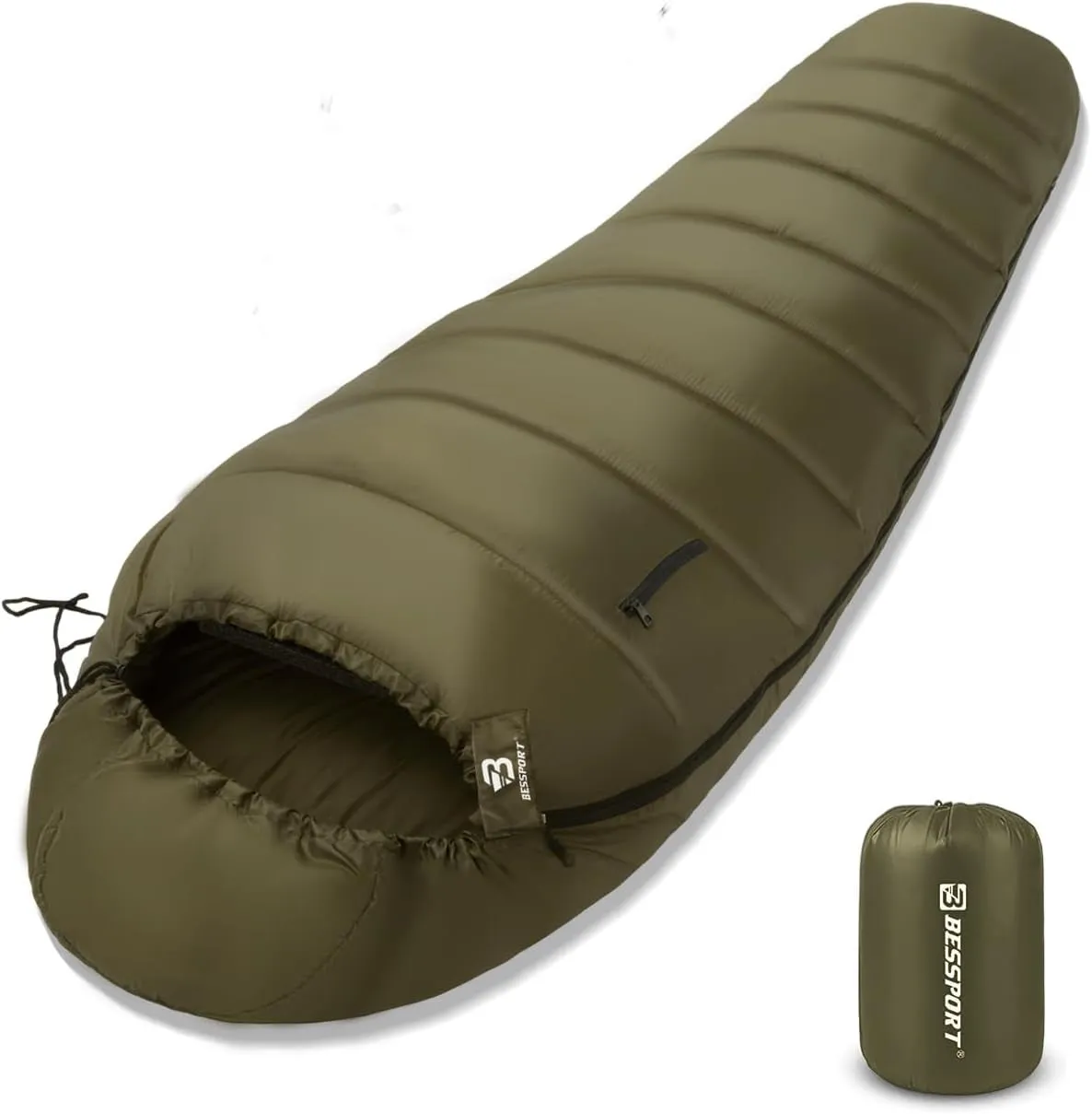 Bessport Ultra-Warm Mummy Sleeping Bag - 15-45℉ for All Seasons, Perfect for Cold Weather Hiking and Outdoor Adventures, Washable and Portable