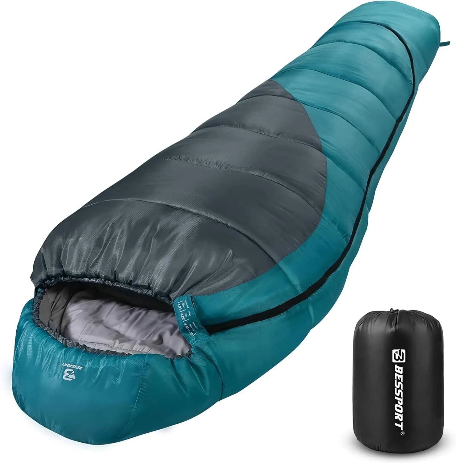 Bessport Ultra-Warm Mummy Sleeping Bag - 15-45℉ for All Seasons, Perfect for Cold Weather Hiking and Outdoor Adventures, Washable and Portable