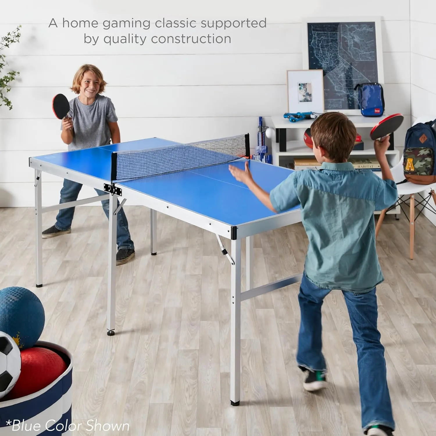 Best Choice Products 6x3ft Portable Ping Pong Table, Mid-Size Folding Indoor Outdoor Table Tennis w/ 2 Paddles, 4 Balls Included, Carrying Bag