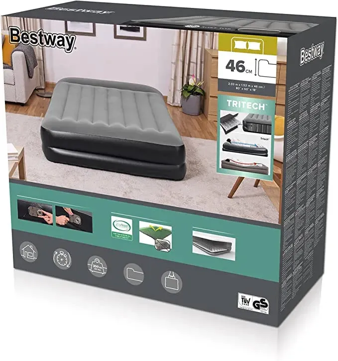 Bestway Unbelievable deal Secure x Airbed Two for with 1.52m x Inflatable Bed Electric Pump â Durable 2.03m Queen - Built-In