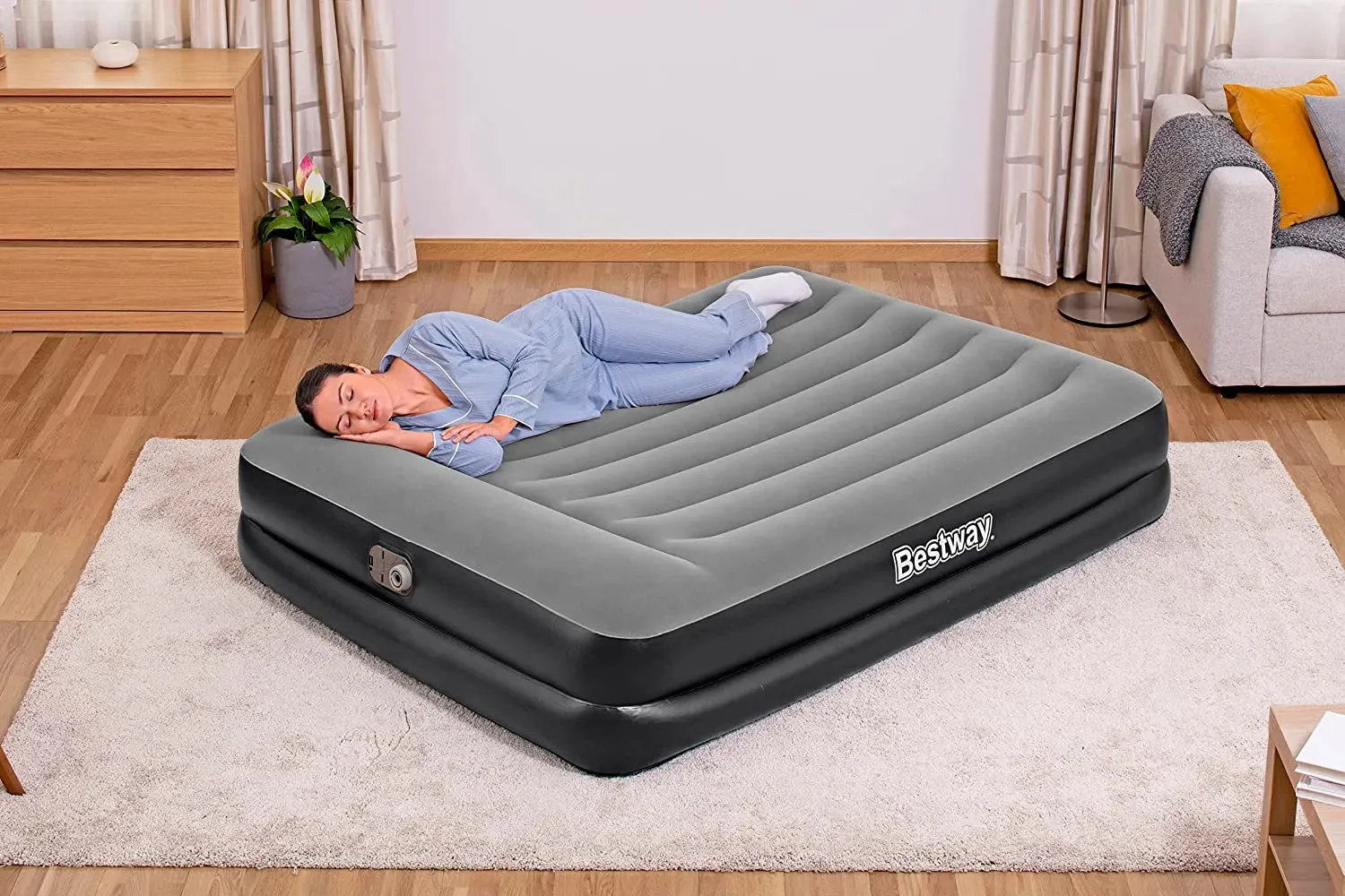 Bestway Unbelievable deal Secure x Airbed Two for with 1.52m x Inflatable Bed Electric Pump â Durable 2.03m Queen - Built-In
