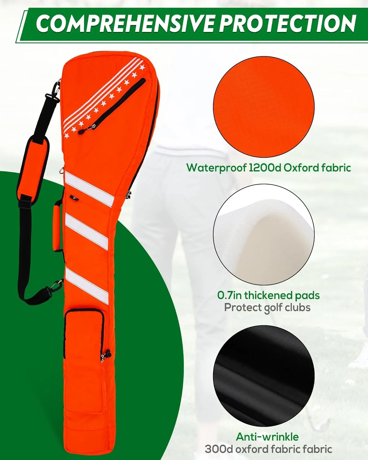 Big Teeth Golf Sunday Bag, Small Golf Bag Lightweight, Par 3 Golf Bag for A Few Clubs Driving Range, Practice with Carry Shoulder Strap Foldable Multi-Colour