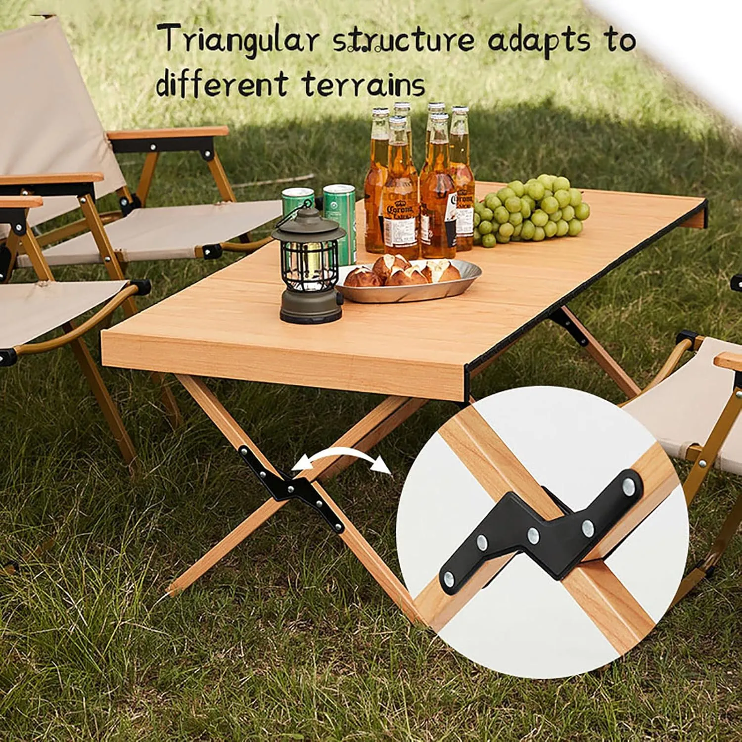 BK&MF Portable Folding Camping Table,Ultralight Wooden Picnic Travel Table with Carry Bag Roll-up Table for Beach, Picnics,Cooking,B,120x60x44cm(47x24x17inch)
