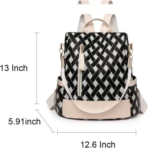 Black,Nylon Crossbody Handbag for Women Waterproof Anti-Theft Shoulder Bag Backpack for Travel and Office