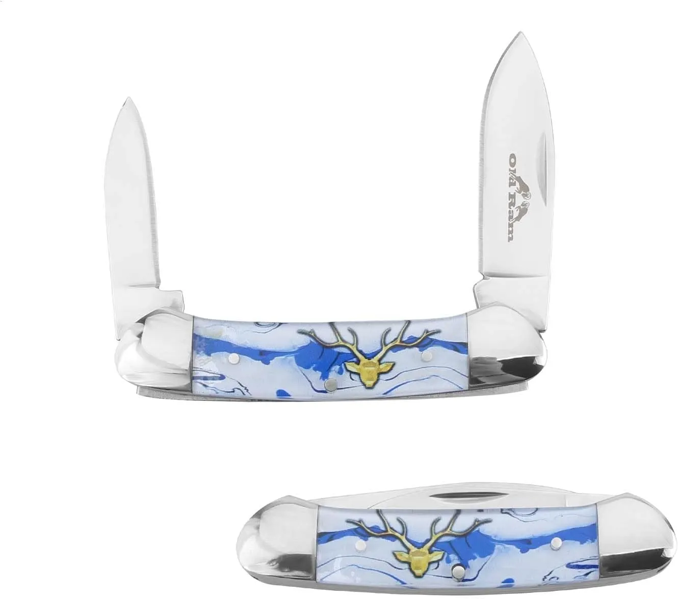 Blade Manual Folding Split Joint Outdoor Hunting EDC Camping Canoe Knife (White Deer)