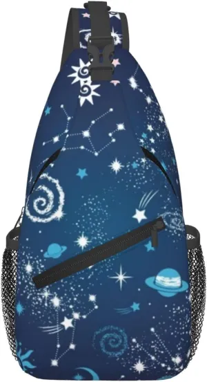 Blue Dark Space Universe Men'S Chest Bag Sling Backpack Crossbody Shoulder Bag Travel Hiking Daypack