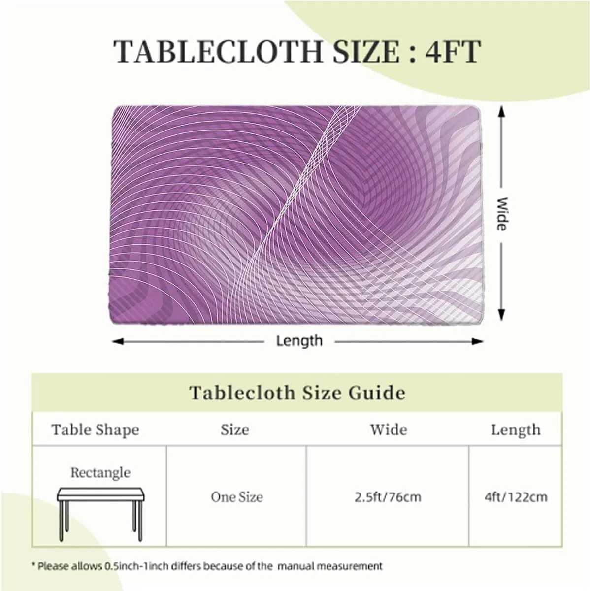Blue Violet Fitted Table Cover for Square Tables Nebula spired Curved Thin Stripes Wooden Boards Oil Proof Waterproof Tablecloth for Picnic Party Abstract Fits up 4 Foot Tables