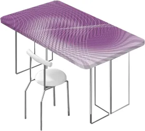 Blue Violet Fitted Table Cover for Square Tables Nebula spired Curved Thin Stripes Wooden Boards Oil Proof Waterproof Tablecloth for Picnic Party Abstract Fits up 4 Foot Tables