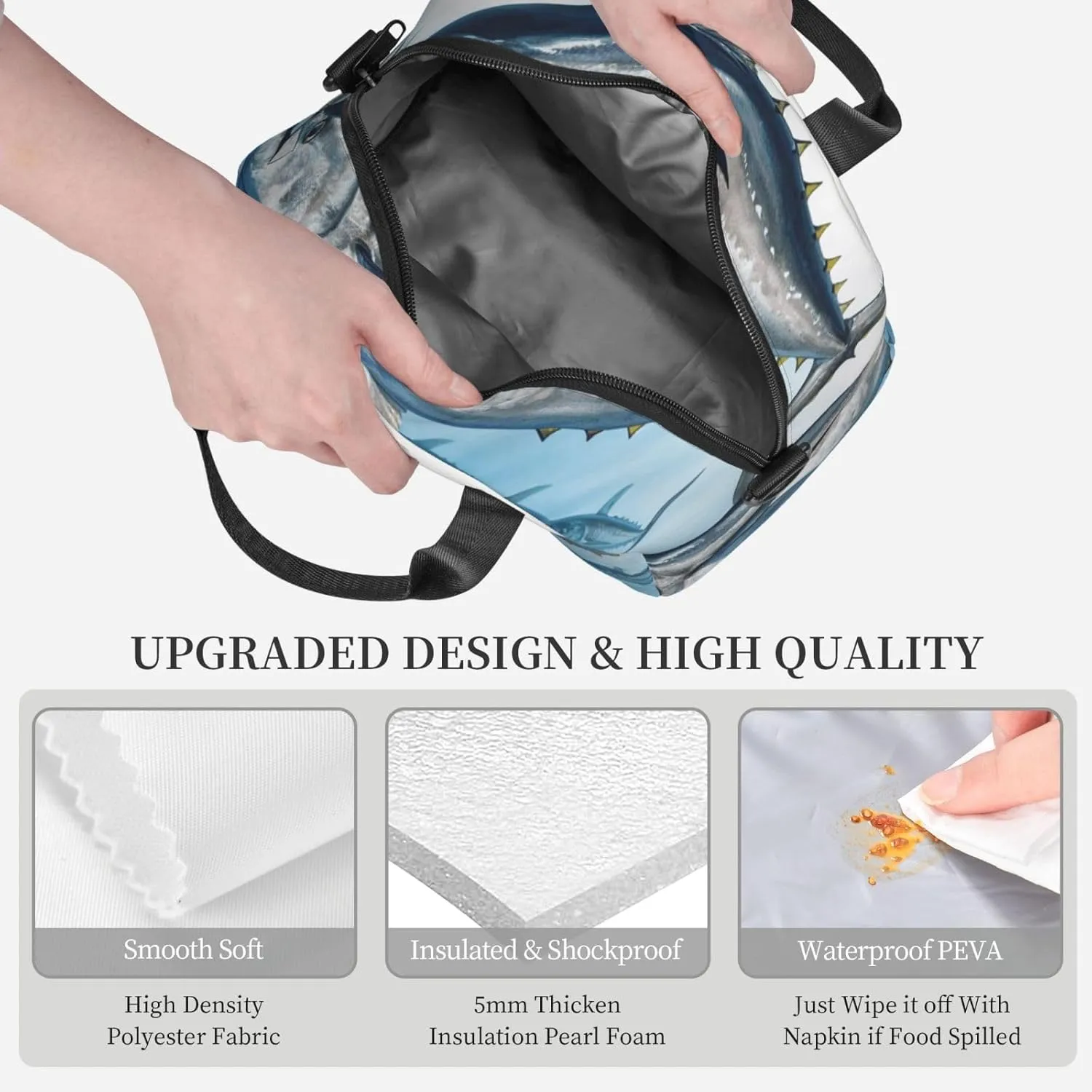 Bluefin Tuna Thunnus_78535691 Lunch Bag for Women Men Lunch Box with Front Pocket Insulated Lunch Tote Bag for Office Work