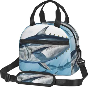 Bluefin Tuna Thunnus_78535691 Lunch Bag for Women Men Lunch Box with Front Pocket Insulated Lunch Tote Bag for Office Work