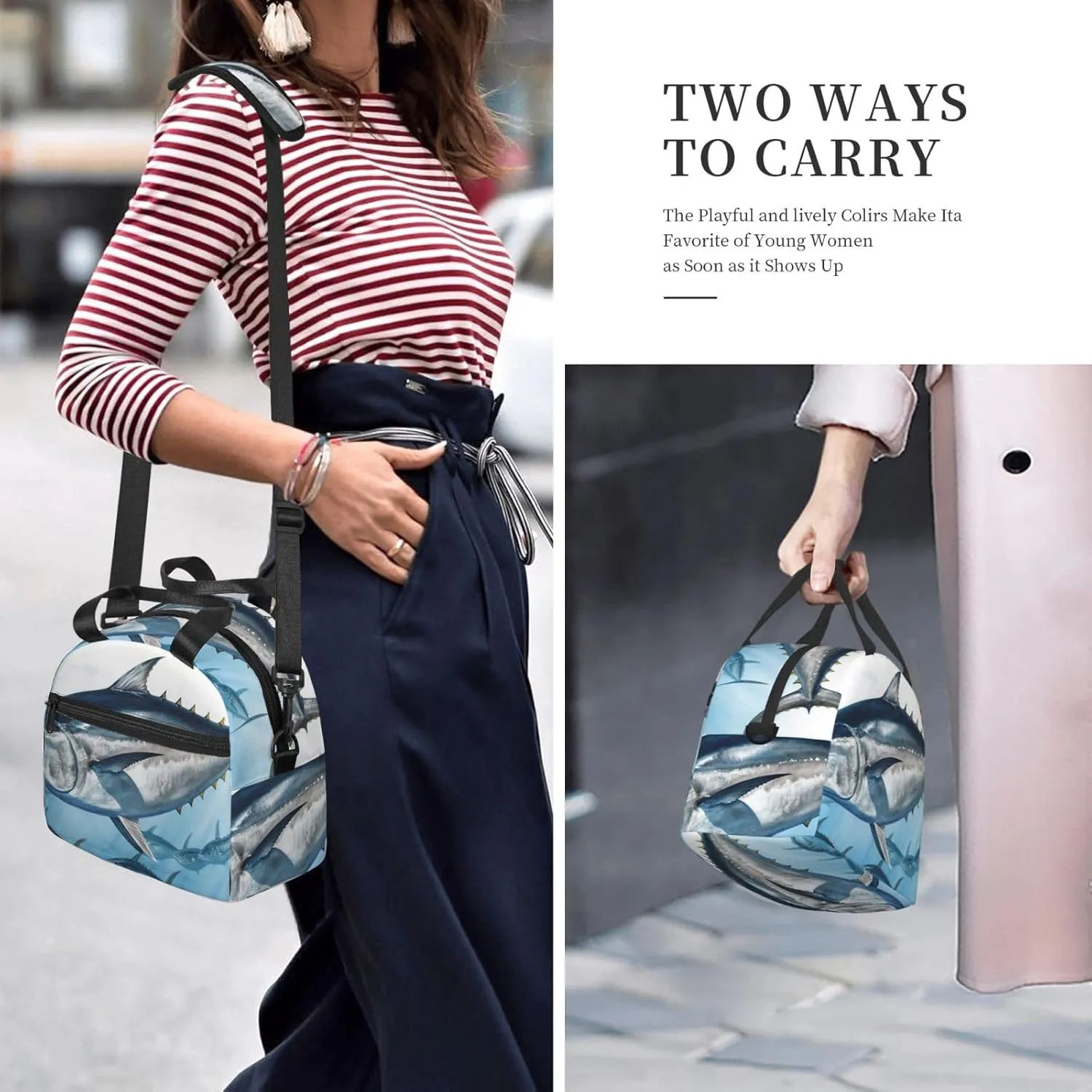 Bluefin Tuna Thunnus_78535691 Lunch Bag for Women Men Lunch Box with Front Pocket Insulated Lunch Tote Bag for Office Work