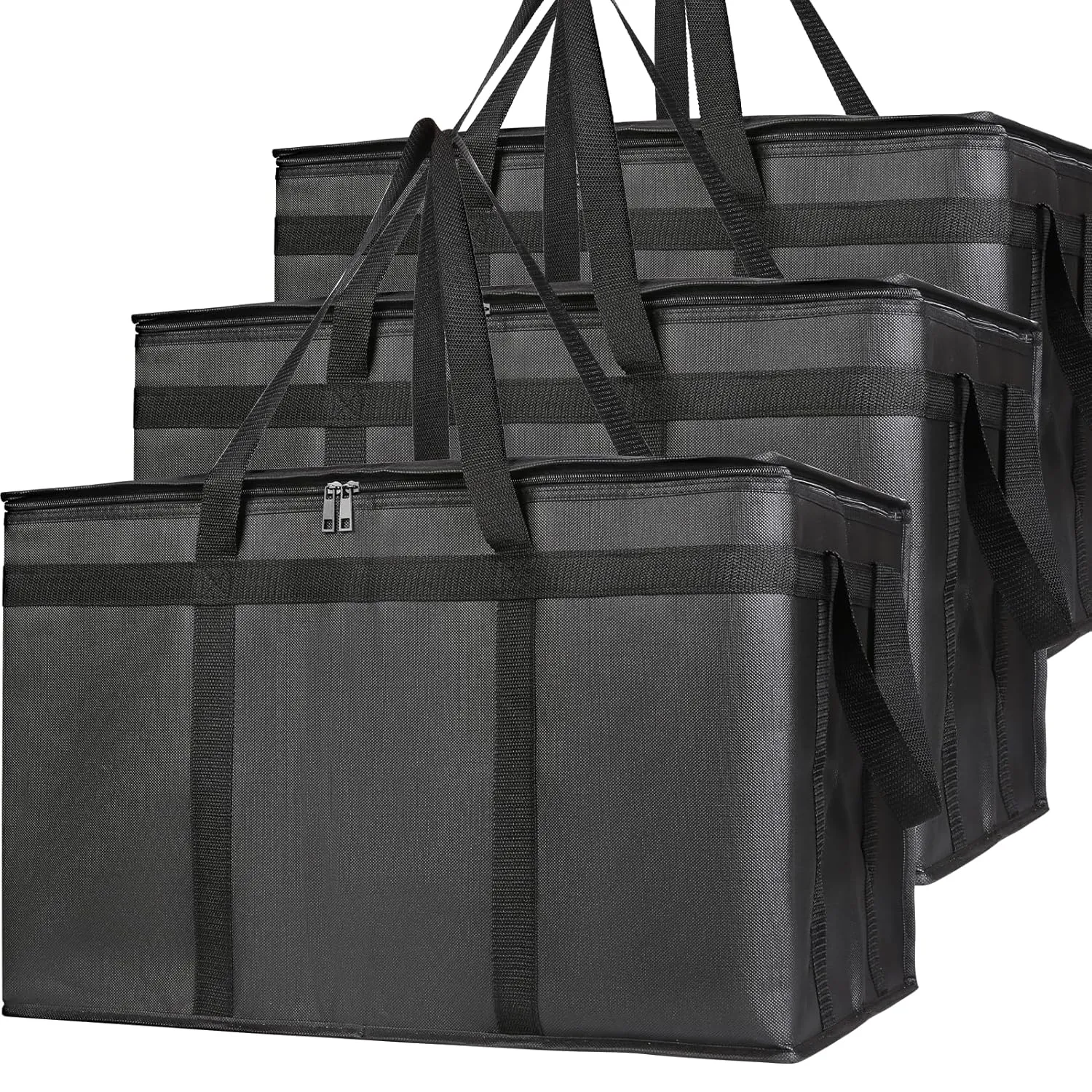 Bodaon 3-Pack Insulated Food Delivery Bag, XXXL Pizze Cooler Bags, Thermal Cold/Hot Styrofoam Carrier for Doordash/Travel/Shopping/Catering/Car, Warmer/Frozen, Dashers Door Dash Accessories