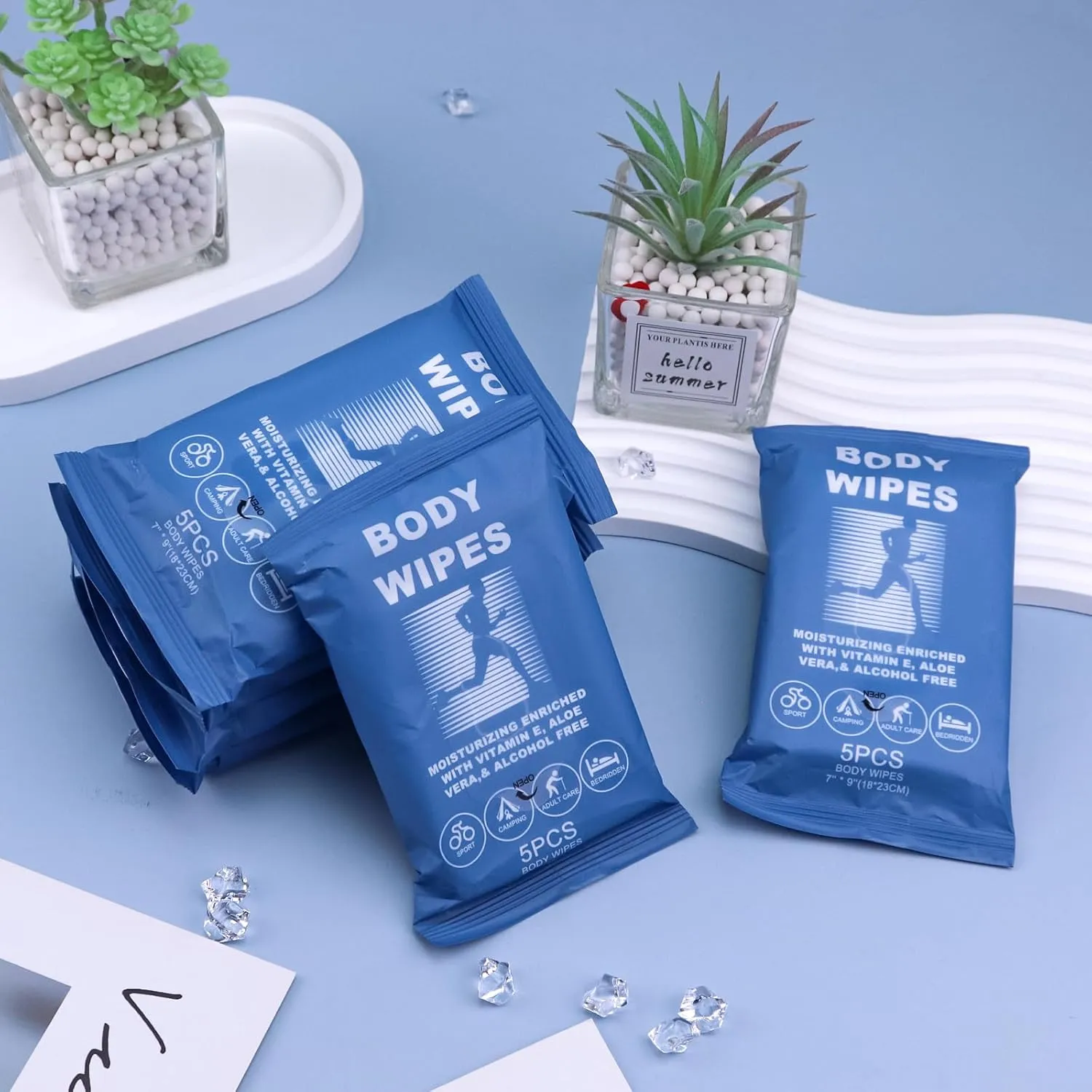 Body Wipes for Women and Men Individually Wrapped Face and Body Wipes, Bath Wipes for Adults No Rinse Personal Cleansing Wipes Travel, Bulk Deodorant for Homeless Shower Wipes (5Wipes/Pack,100Pack)