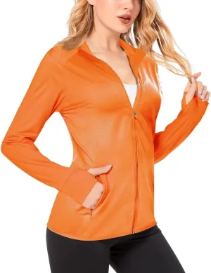 Boladeci Women's Athletic Jackets Lightweight UPF 50  Sun Shirts Long Sleeve Full Zip Up Quick Dry Running Workout Jackets