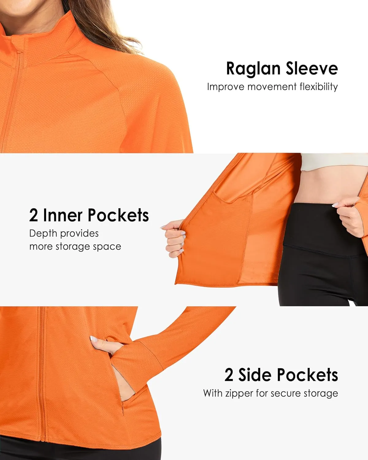 Boladeci Women's Athletic Jackets Lightweight UPF 50  Sun Shirts Long Sleeve Full Zip Up Quick Dry Running Workout Jackets