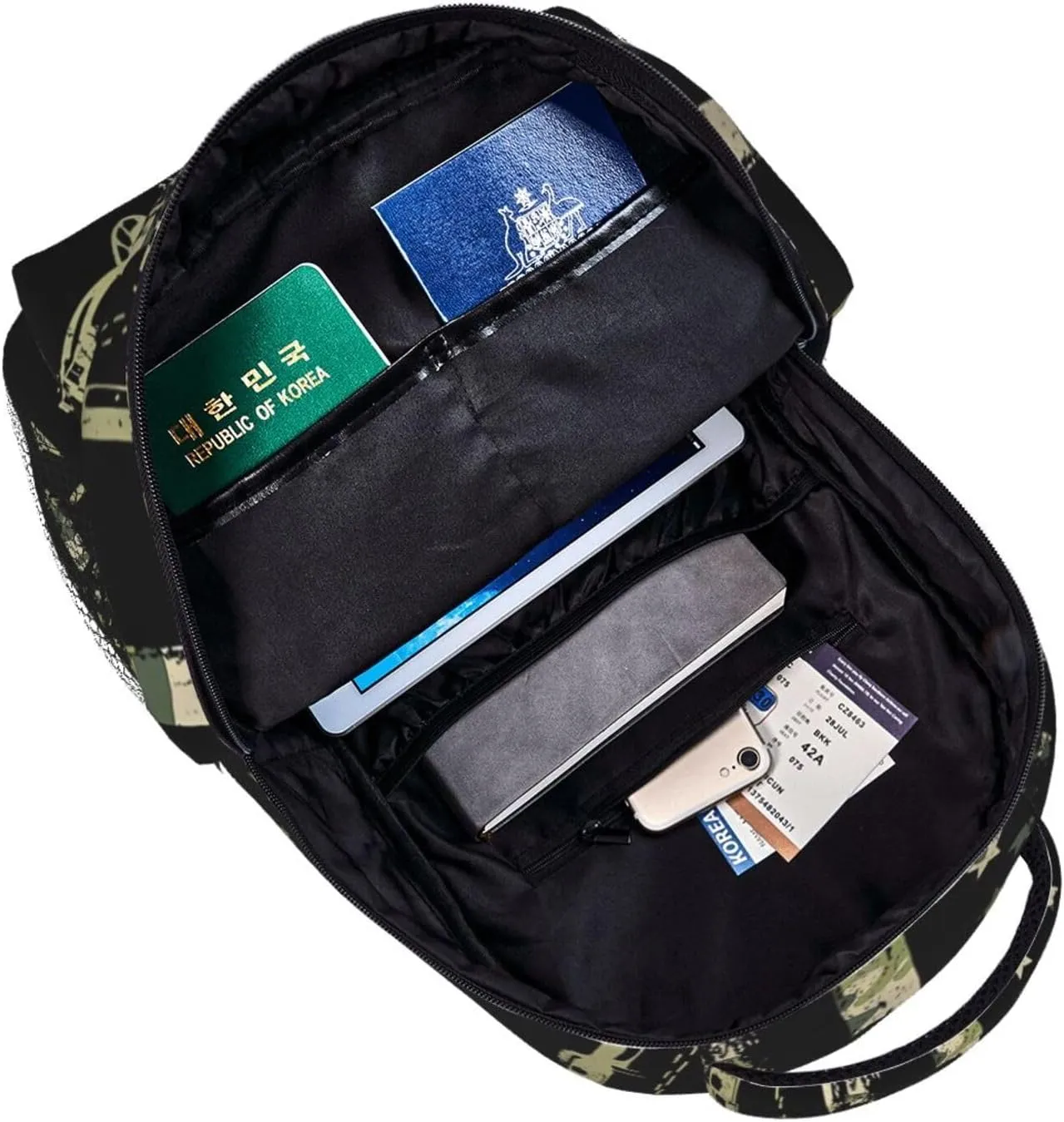 Bow Hunting American Flag Archery Bowhunter Camouflage Backpack Casual Pack Bag Laptop Backpack With Side Pocket Front Zipper Pocket Bookpack Travel Daypack Picnic Rucksack