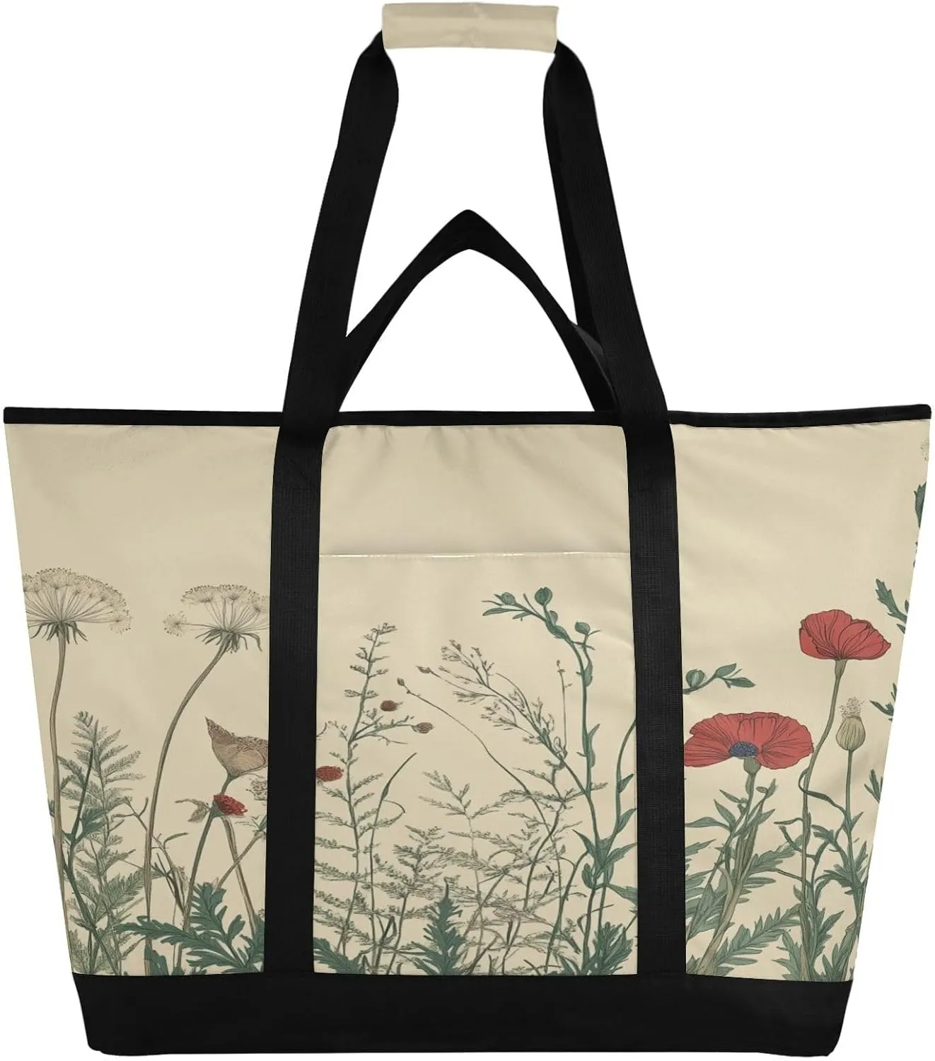 Bracken Flower Butterfly Reusable Insulated Lunchbox Cooler Bag, Leakproof Kitchen Grocery Bag Collapsible Portable Cooler Tote Bag for Picnic, Camping, Office, Travel
