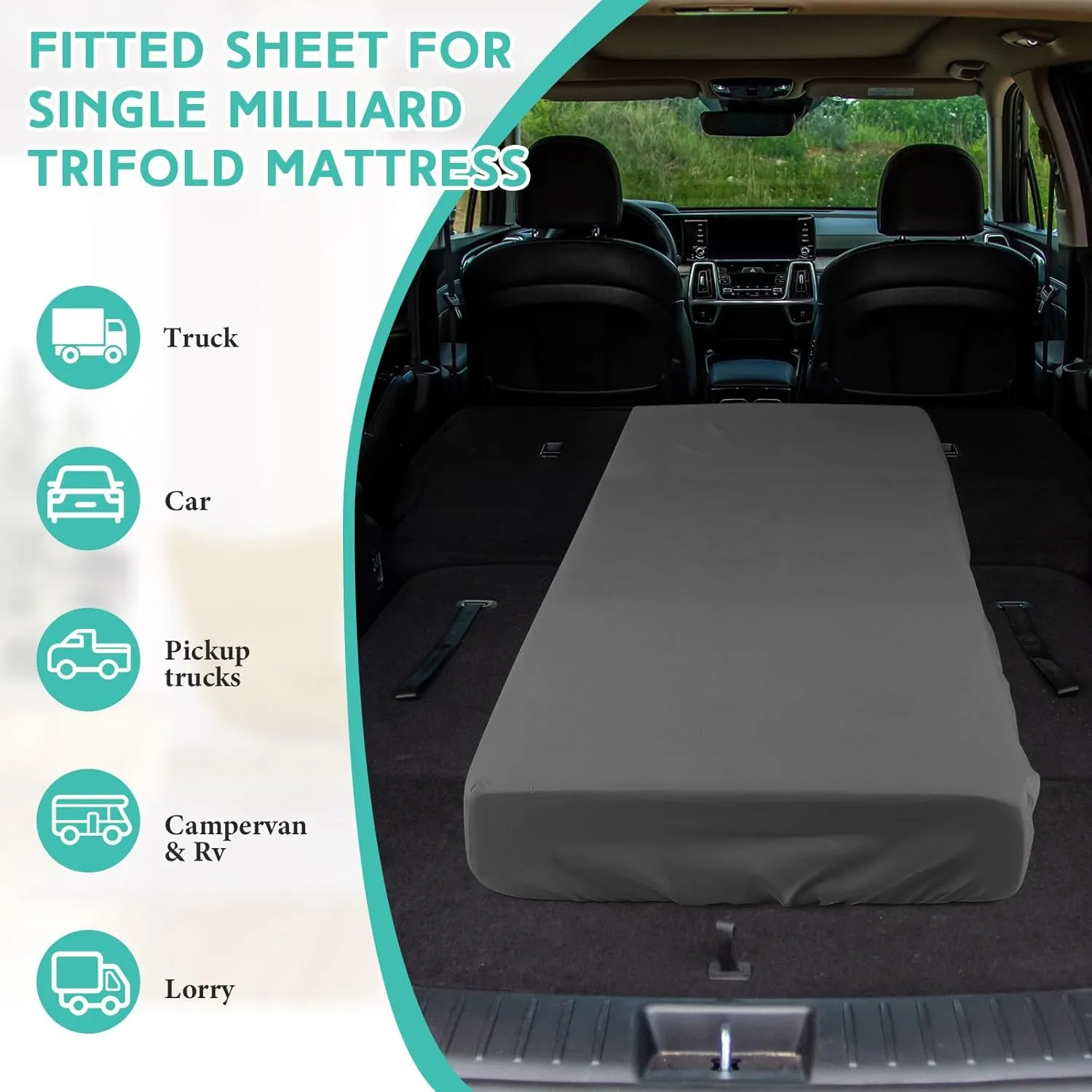 Breling Fitted Sheet (Sheet Only) Compatible with Milliard Trifold Mattress Folding Mattress Fitted Microfiber Bedclothes for Camp Bunk Rvs Bed(Dark Gray,2 Pcs,Single,4'')