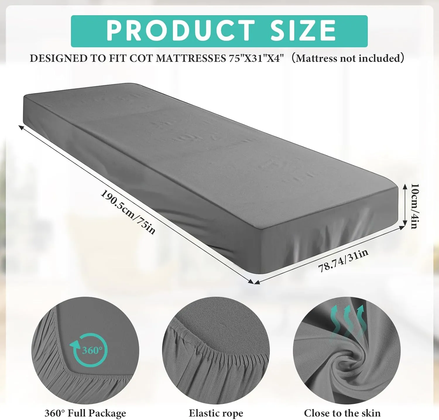 Breling Fitted Sheet (Sheet Only) Compatible with Milliard Trifold Mattress Folding Mattress Fitted Microfiber Bedclothes for Camp Bunk Rvs Bed(Dark Gray,2 Pcs,Single,4'')