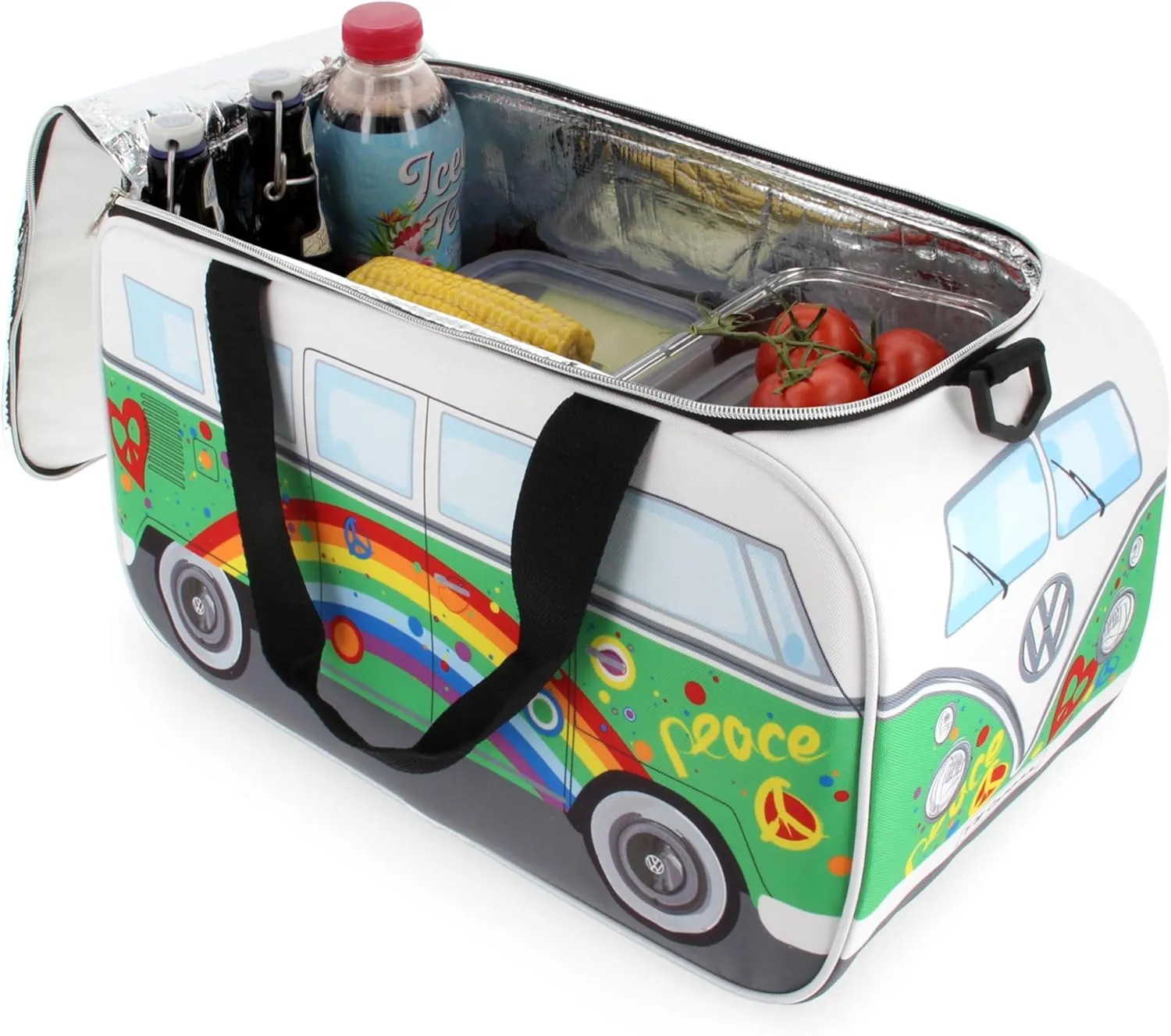 BRISA VW Collection - Volkswagen Insulated Cool-Warm Thermo Picnic Lunch Bag Box for Food in T1 Bus Design (25 Liters/6.6 Gallons)