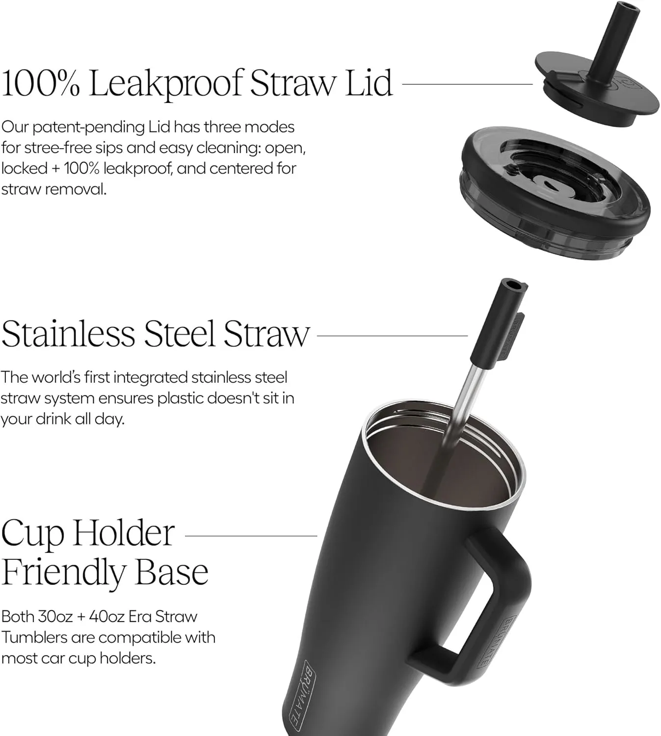 BrüMate Era 30 oz Tumbler with Handle and Straw | 100% Leakproof Insulated Tumbler with Lid and Straw | Made of Stainless Steel | Cup Holder Friendly Base | 30oz (Dune)