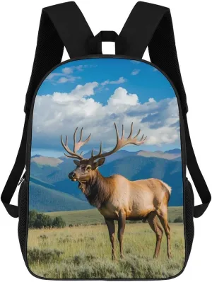 Buckk Deer Laptop Backpack for Men Women 17 Inch Shoulder Bag Travel Daypack
