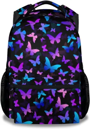 Butterfly Backpack for Kids Girls, 16" Cute Cartoon Backpack for School, Large Capacity Bookbag for Students, Backpack Gifts for Butterfly Lovers