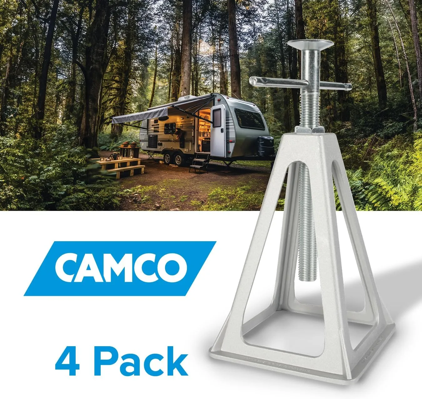 Camco Aluminum Stack Jacks — Stabilize & Position Your RV, Trailer Or Camper —Supports Up to 6,000 lb — Extends 11" - 17" — Pack of 4 (44560)
