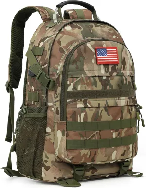 Camo Backpack 40L Military Elementary Middle School Boys Backpack Molle with USB Charging Port & Flag Patch