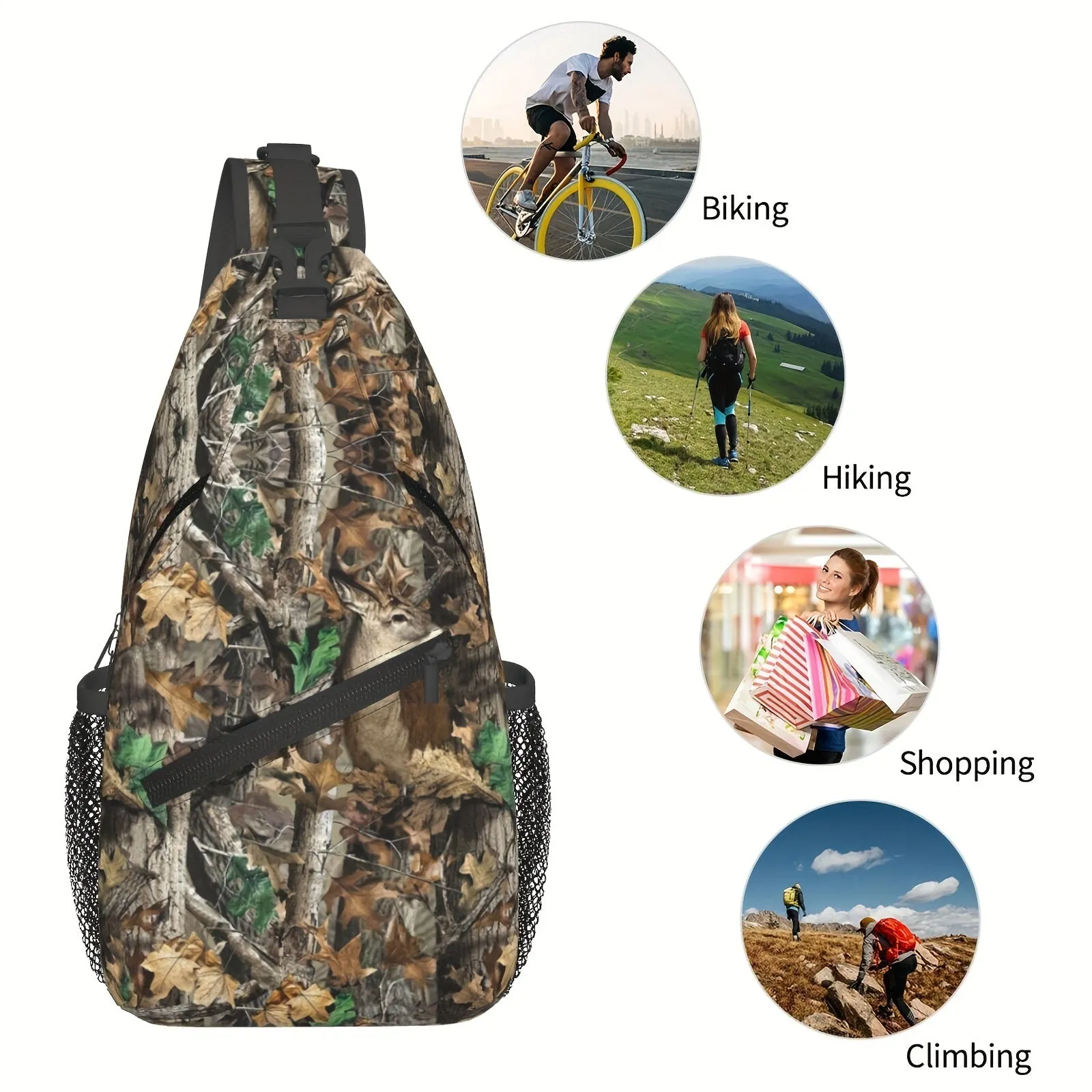 Camouflage Leaves & Deer Design Shoulder Bag