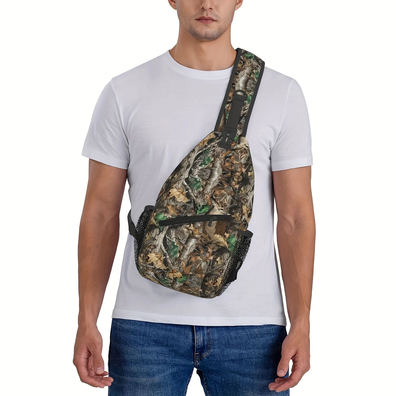 Camouflage Leaves & Deer Design Shoulder Bag