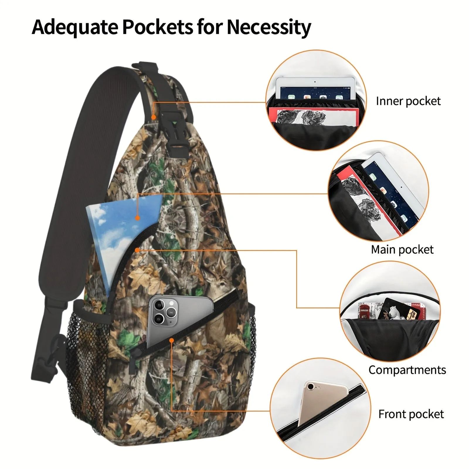 Camouflage Leaves & Deer Design Shoulder Bag
