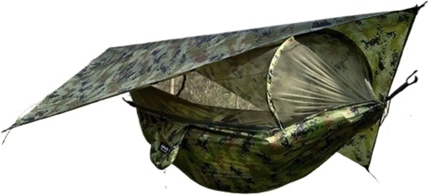 Camp 260x140cm Outdoor Double Camping Hammock with Mosquito Net and Rain Fly Tarp Lightweight Parachute Hammocks Travel Hiking Strong
