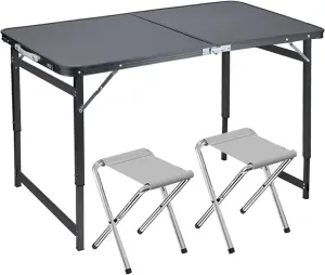 Camp Tables Portable Foldable, Aluminum Dining Table, Adjustable Height, Foldable Table and Chairs for Camping, Picnic, BBQ (Color : B)
