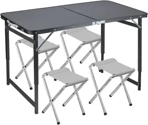 Camp Tables Portable Foldable, Aluminum Dining Table, Adjustable Height, Foldable Table and Chairs for Camping, Picnic, BBQ (Color : C)