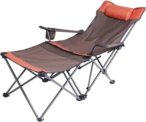 Camping Chair Camp Chair 2 in 1 Camping Chair with Footrest, Recliner Folding Lounge Seat for Beach, Fishing, Picnics, Hiking Folding Chairs Outdoor Fishing Chair (Color : B, Size : 58 * 38*