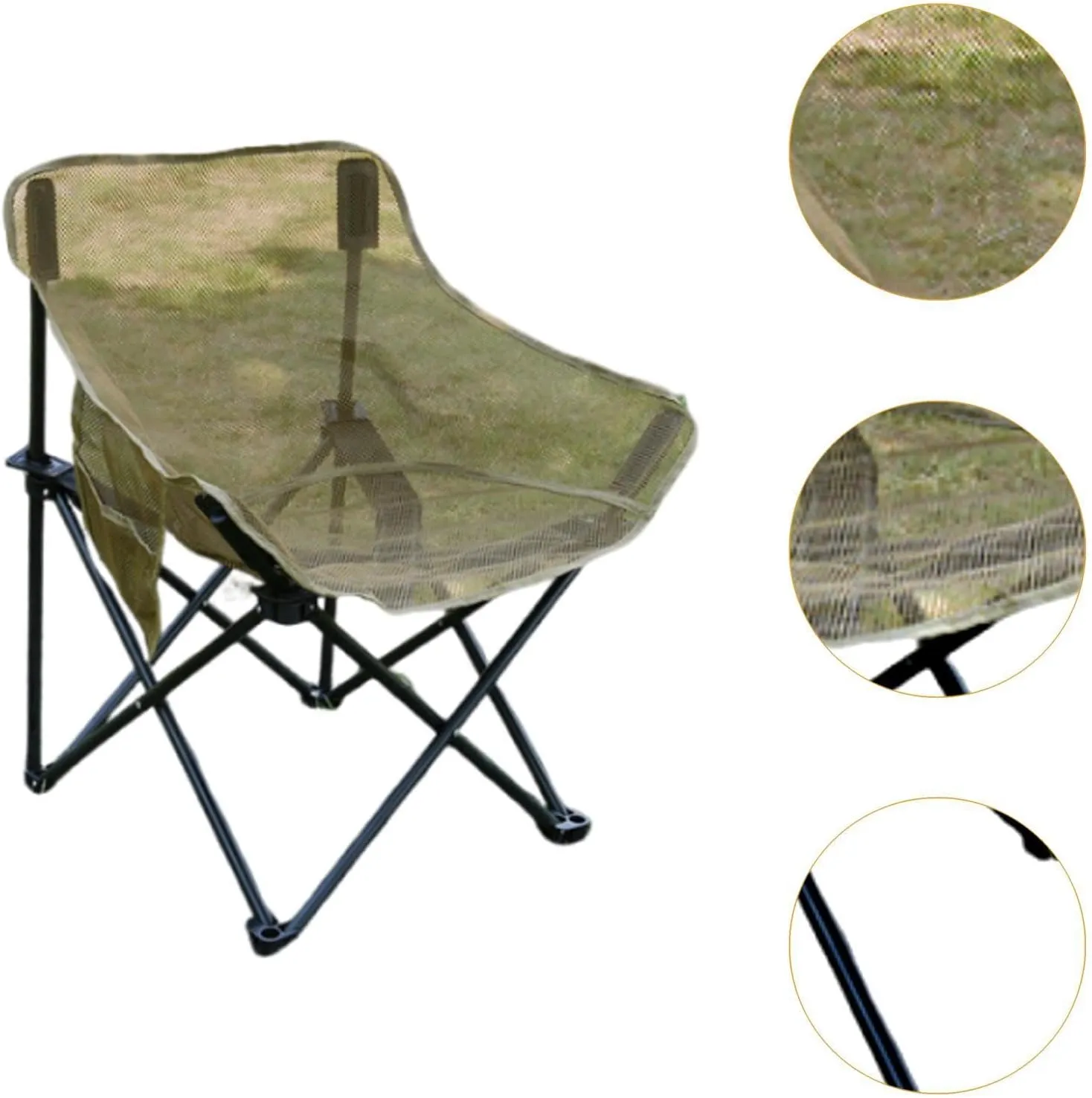 Camping Chair Folding Chair Portable Practical for Adults with Storage Bag for Backyard Barbecue Sporting Events Lawn Travel, Khaki