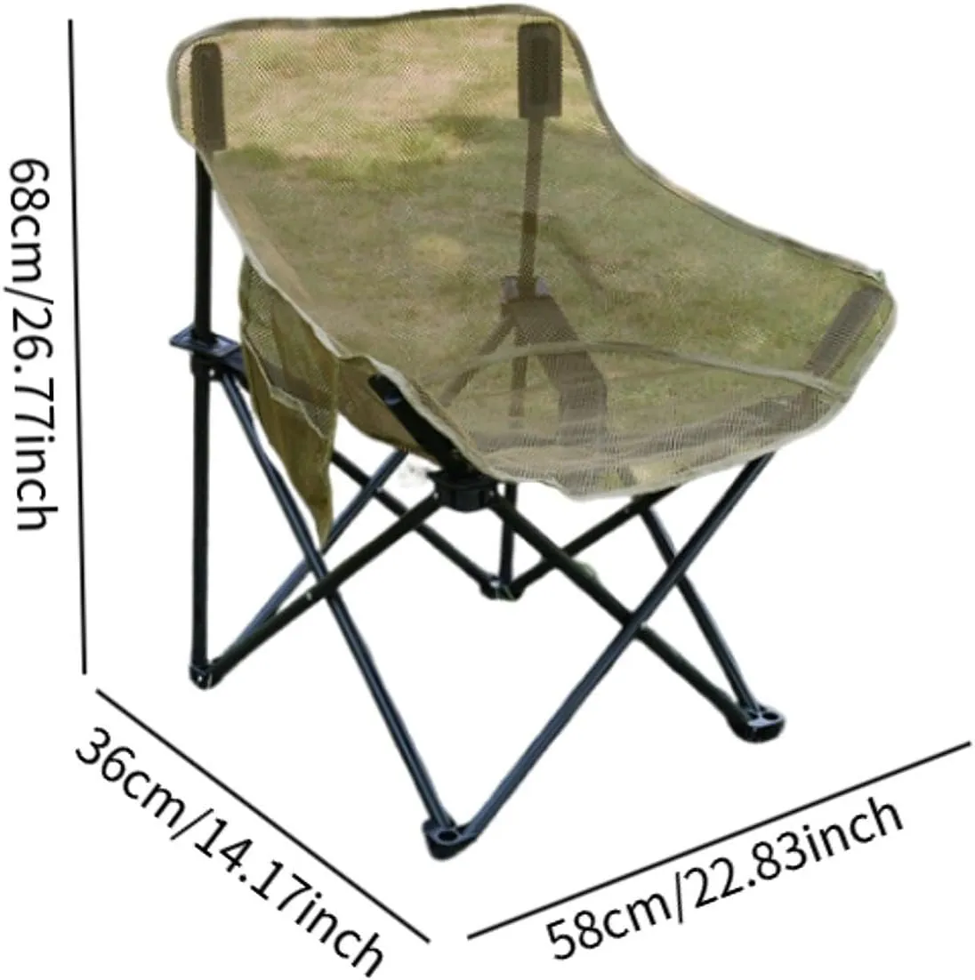 Camping Chair Folding Chair Portable Practical for Adults with Storage Bag for Backyard Barbecue Sporting Events Lawn Travel, Khaki