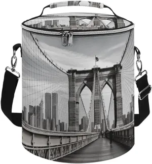 Camping Cooler Bag, Brooklyn Bridge Print Portable Ice Pack Outdoor Cooler Bag Picnic Cooler Bag Foldable Cooler Bag, style