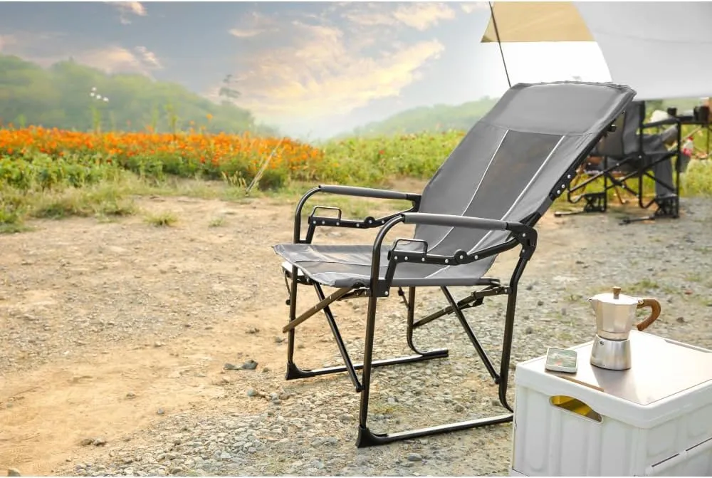 Camping Directors Chair, Heavy Duty,Oversized Portable Folding Chair with Side Table, Pocket for Beach, Fishing,Trip,Picnic,Lawn Grey